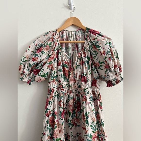 NWT Anthropologie The Somerset Maxi Floral White Smocked Puff-Sleeve Dress SP - Picture 9 of 12